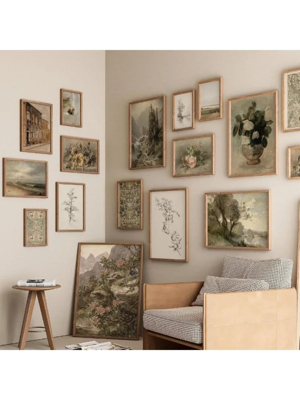 16 PCS Vintage Wall Art Decor Set - Rustic Farmhouse Gallery Frames & Prints for